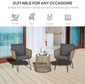 Outsunny Set Mobilier de Grădină cu 2 Șezlonguri Recliner pentru Exterior, cu Pernă Căptușită din PE, 196x65x22 cm, Gri | Aosom Romania