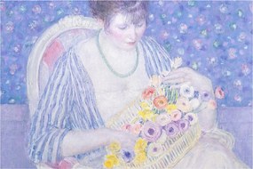 Tablou - Frederick Carl Frieseke,  The Basket of Flowers, reproducere (90x60 cm)