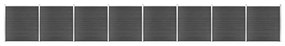 Set de panouri de gard, negru, 1391x186 cm, WPC 1, Negru, 8 sectiuni