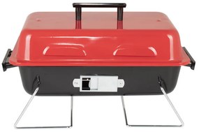 Grаtar pe cаrbuni Muhler 1003818, 40.5x26 cm, Cu capac, Gril galvanizat, Compact pentru calatorii, Rosu/Negru