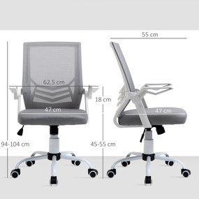 Vinsetto Scaun de Birou Ergonomic cu Suport Lombar din Țesătură, Gri | Aosom Romania