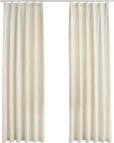 vidaXL Draperii opace cu cârlige, 2 buc., crem, 140x225 cm, catifea