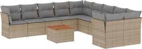 vidaXL Set canapele de grădină cu perne, 11 piese, bej, poliratan