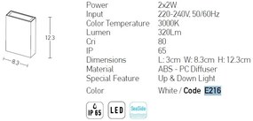 Aplica LED de perete pentru iluminat exterior, IP54 Vendi alb