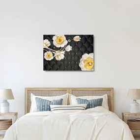 Tablou pe sticlă - Imagine cu flori de trandafir alb (70x50 cm)