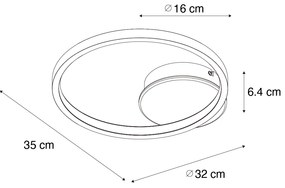 Plafonieră modernă neagră cu lemn, incl. LED cu 3 trepte de intensitate luminoasă - Alec