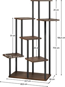 Suport de flori din metal, negru/lemn rustic, ADITE TIP 2