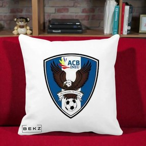 Perna Personalizata ACB Ineu Fotbal, 40x40 cm, Alba Mata, Husa Detasabila, Perna Inclusa, BEKZ®