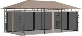 vidaXL Pavilion cu plasă anti-țânțari, gri taupe, 6x3x2,73 m, 180 g/m²