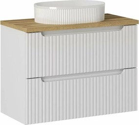 Set dulap baza suspendat 80 cm cu blat si lavoar Comad Nova alb