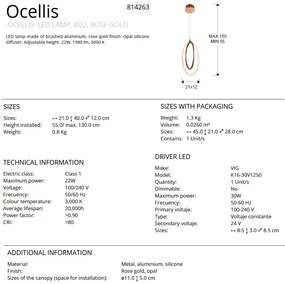 Pendul LED design ultra-modern Ocellis auriu roze SV-814263