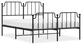 373906 vidaXL Cadru pat metalic cu tăblie de cap/picioare , negru, 140x200 cm