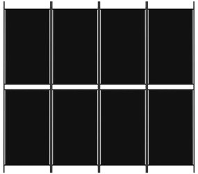 Paravan de camera cu 4 panouri, negru, 200 x 180 cm, textil Negru, 200 x 180 cm, 1