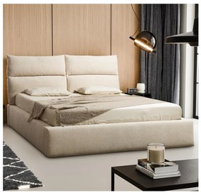 Pat tapițat BASIL 180x200 cm, fără saltea, bej