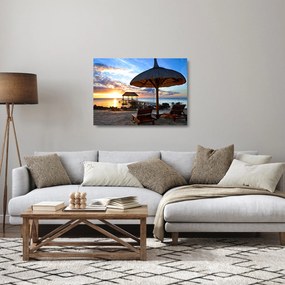 Tablou pe sticlă - Apus de soare în Mauritius (70x50 cm)