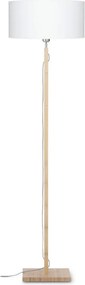 Lampadar modern cu baza din lemn si abajur textil FUJI, alb FUJI/F/4723/W