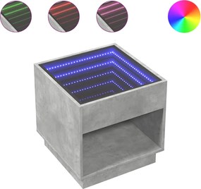 vidaXL Măsuță de cafea cu LED infinity, gri beton, 50x50x50 cm