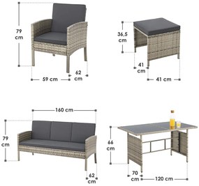 Jusky Set ratan Torino - gri