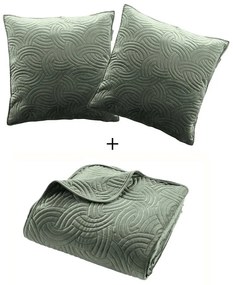 Set cuvertură și față de pernă verde din catifea 240x260 cm Solange – douceur d'intérieur