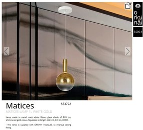 Pendul LED design modern Matices alb/auriu