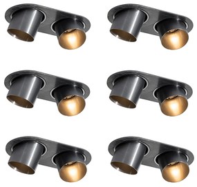 Set de 6 spoturi încastrate Gunmetal GU10 50mm 2 lumini - Installa