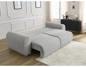 Canapea gri deschis extensibilă cu tapițerie din catifea reiată 257 cm Lucien – Bobochic Paris