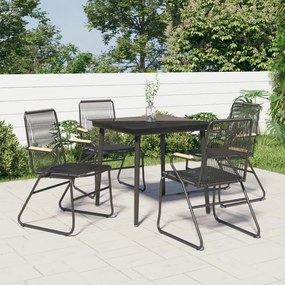 3099216 vidaXL Set mobilier de grădină, 5 piese, negru, ratan PVC