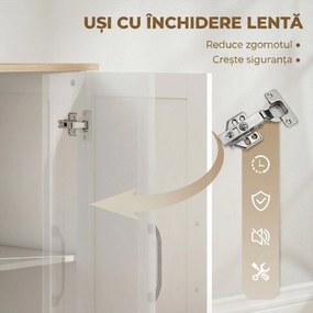 HOMCOM Bufet de bucătărie cu 3 sertare și 2 uși, închidere amortizată, pentru dining, hol și living, 110x35x80,4 cm, alb | Aosom Romania