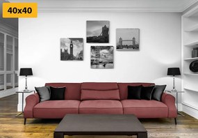 Set tablouri Londra misterioasă în design alb-negru