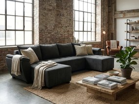 Coltar extensibil in forma de U LIVARO 305x140 cm, gri inchis