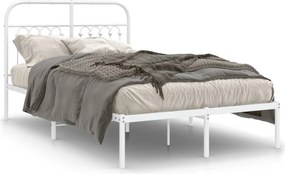 vidaXL Cadru de pat metalic cu tăblie, alb, 120x200 cm