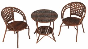 Set de gradina din rattan  1 + 2, maro, JARUB