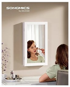 Dulap de bijuterii pentru perete, Songmics, Oglinda, JBC51W, 10.5 x 37 x 67 cm