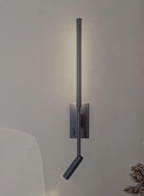 Aplica cu reader LED design liniar minimalist TORCH neagra