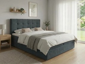 Pat tapițat boxspring DIRELIS VIBE 140x200 cm gri inchis Saltea: Saltea cu arcuri Bonell