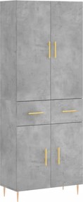 vidaXL Dulap înalt, gri beton, 69,5x34x180, lemn compozit