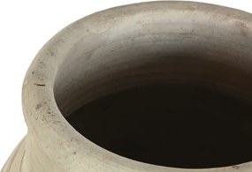Vas decorativ amforă din teracotă artizanală, finisaj craft alb-crem, cu 2 anse, 55×55×96 cm, „Jerba"