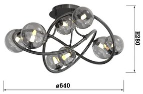 Lustră LED aplicată NANCY Wofi 9014-805 8xG9/3,5W/230V negru/crom