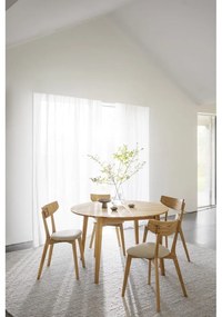 Masă de dining natural rotundă extensibilă din lemn masiv de stejar ø 120 cm Filippa – Rowico
