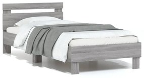 838573 vidaXL Cadru de pat cu tăblie gri sonoma 75x190 cm lemn prelucrat