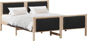 vidaXL Cadru de pat Maro și negru 150 x 200 cm Lemn masiv de pin