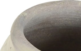Ghiveci decorativ din teracotă artizanală, finisaj craft brut alb-crem, 48×48×57 cm, „Jerba"