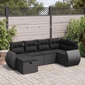 3325581 vidaXL Set mobilier de grădină cu perne, 6 piese, negru, poliratan