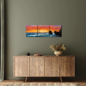 Tablou - Apus de soare (cu ceas) (90x30 cm)