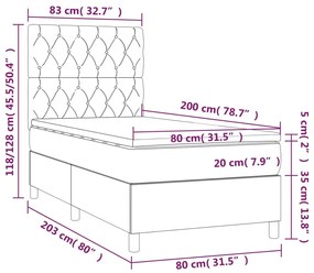 Pat box spring cu saltea, maro inchis, 80x200 cm, textil Maro inchis, 80 x 200 cm, Design cu nasturi