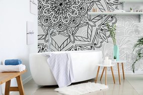 Tapet Mandala în design alb-negru