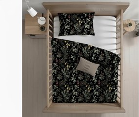 Lenjerie de pat pentru patut din bumbac Renforce FLORWELLA negru Dimensiune lenjerie de pat: 45 x 65 cm | 90 x 140 cm