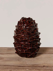 Vaza rosie din ceramica, forma de con de pin, Pinecone