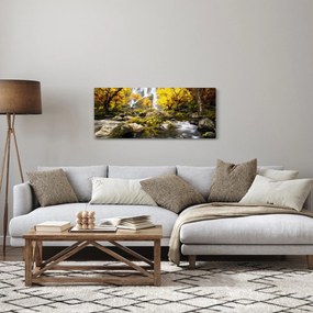 Tablou - Cascade în peisaj de toamnă, galben (120x50 cm)
