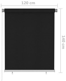 Jaluzea tip rulou de exterior, 120 x 140 cm, negru Negru, 120 x 140 cm